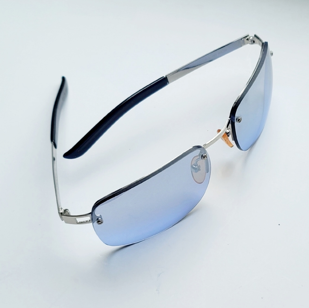 Vintage burberry rimless blue sunglasses + case